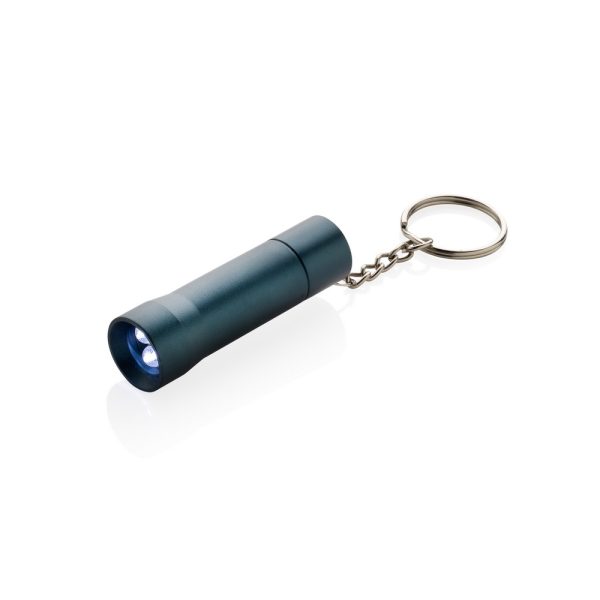 Brelok do kluczy z aluminium z recyklingu, latarka Flash P104898X niebieski