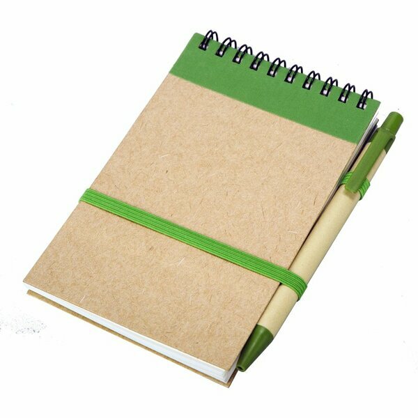 Notes Kraft z długopisem P000199R zielony / beżowy