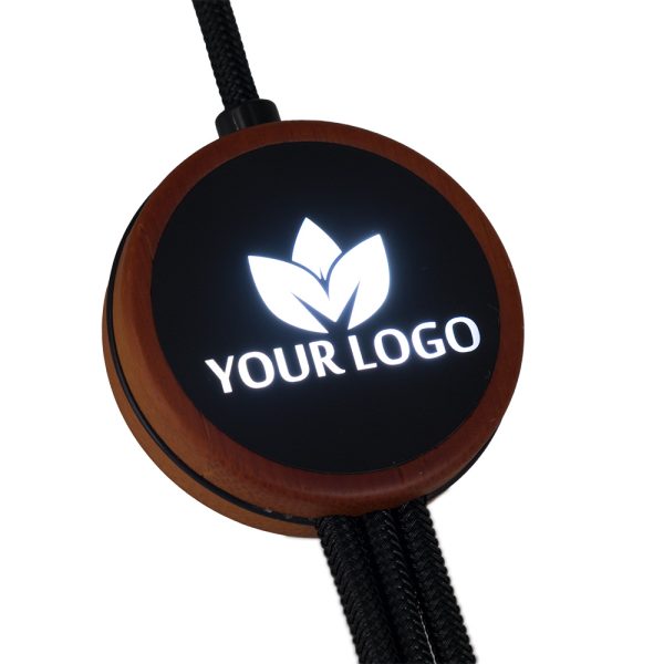 Kabel 3w1 z podświetlanym logo w drewnianej obudowie - LH-ZM04 P120915G