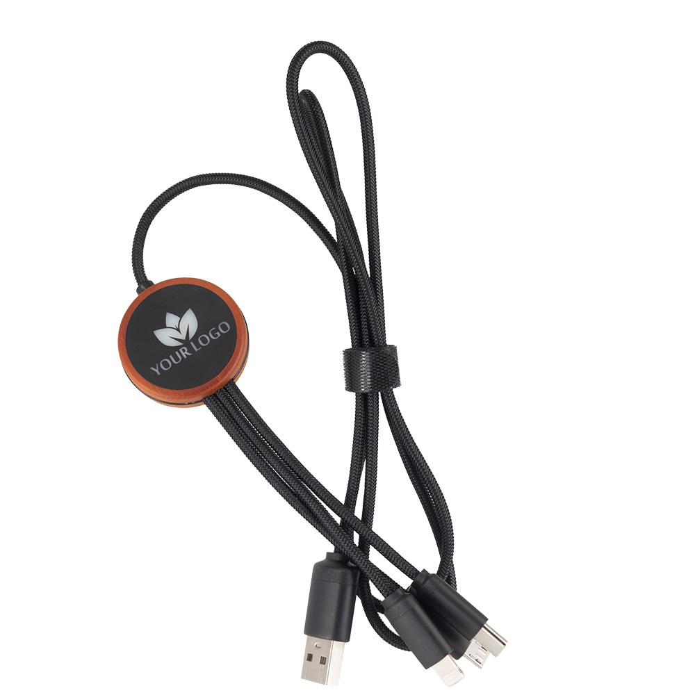 Kabel 3w1 z podświetlanym logo w drewnianej obudowie - LH-ZM04 P120912K MC-EG060913