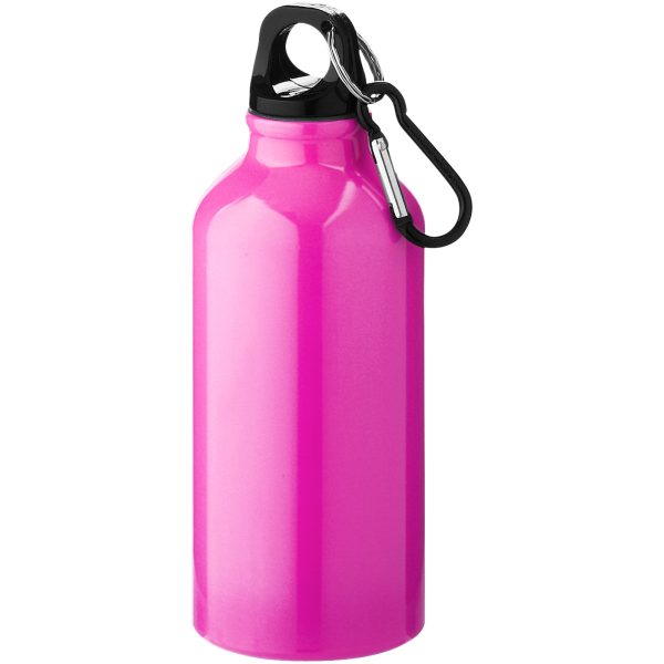 Aluminiowa butelka na wodę Oregon z karabińczykiem o pojemności 400 ml P067609C neonowy różowy