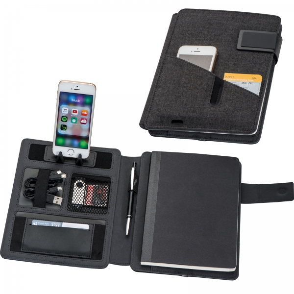 Folder A5 z notatnikiem w linie i power bankiem 4000 mAh P085718K MC-2048603-4000mah