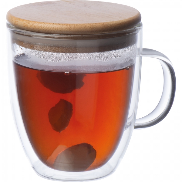 Kubek szklany z pokrywką 350 ml P086141K