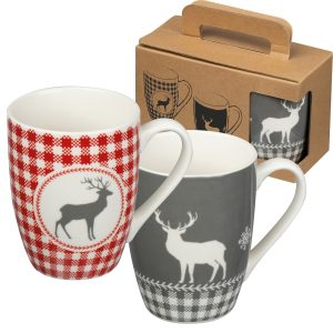 Zestaw 2 świątecznych kubków porcelanowych 300 ml P086833K MC-2536mc-300ml