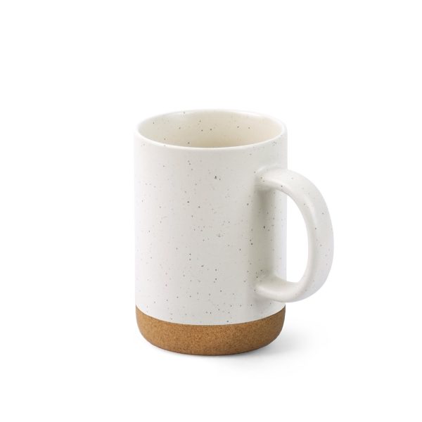 CONSTELLATION CORK. Ceramic mug with cork base 370 mL P122209S pastelowy biały