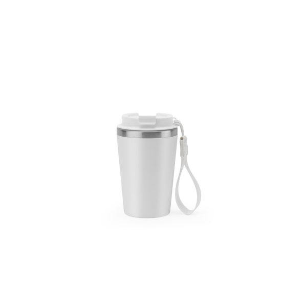 SPITZ. Kubek podróżny ze stali nierdzewnej (90% z recyklingu) z podwójnymi ściankami i matowym wykończeniem 460 ml P122226S biały