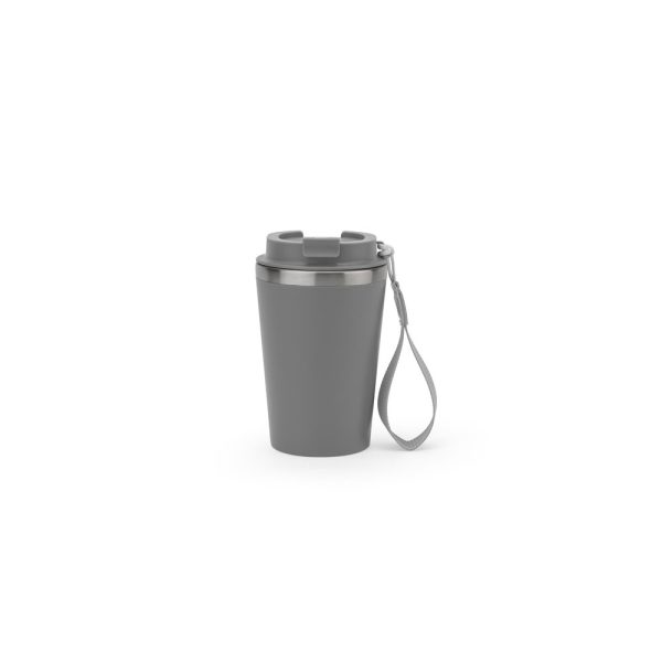 SPITZ. Kubek podróżny ze stali nierdzewnej (90% z recyklingu) z podwójnymi ściankami i matowym wykończeniem 460 ml P122226S szary