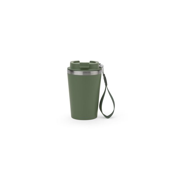 SPITZ. Kubek podróżny ze stali nierdzewnej (90% z recyklingu) z podwójnymi ściankami i matowym wykończeniem 460 ml P122226S wojskowy zielony