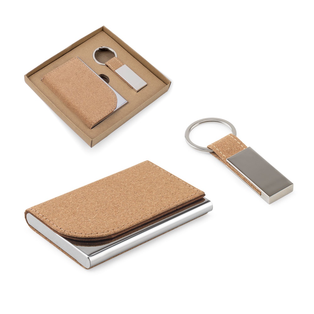 GOSLING. Zestaw składający się z etui na karty i etui na klucze, wykonanych z metalu i korka P122236S ST-95099-160