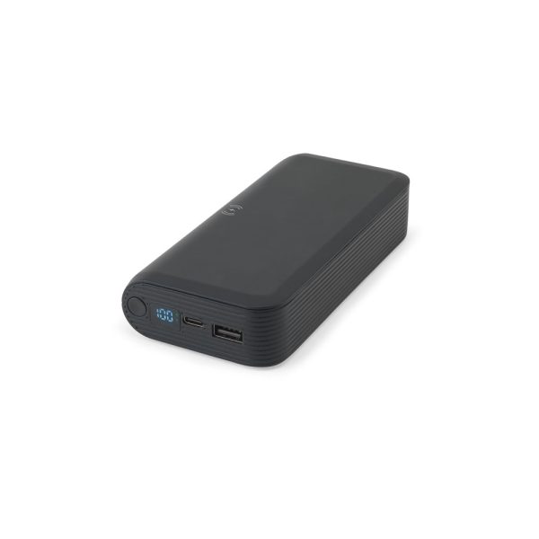 BECKER 20. Power bank 20 000 mAh z recyklingowanego ABS (100% rABS) z superszybką ładowarką bezprzewodową 15 W P122242S