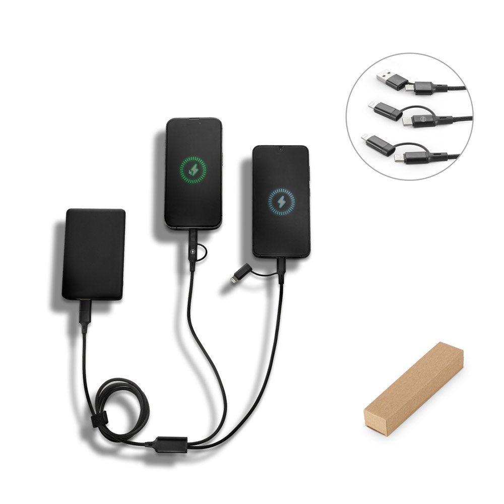BERTOZZI. Superszybki kabel USB 6 w 1 wykonany z aluminium i przetworzonego PET P122243S ST-97146-103