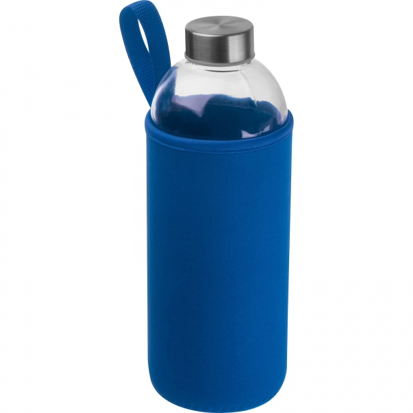 Butelka szklana z pokrowcem 1000 ml P086614K niebieski