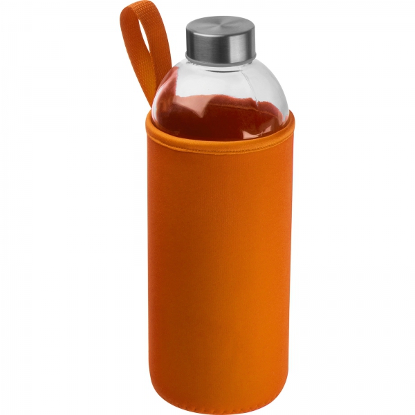 Butelka szklana z pokrowcem 1000 ml P086614K pomarańczowy