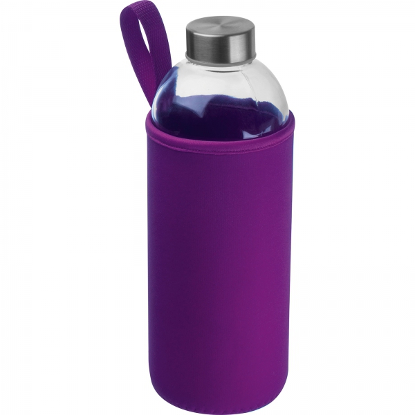 Butelka szklana z pokrowcem 1000 ml P086614K fioletowy