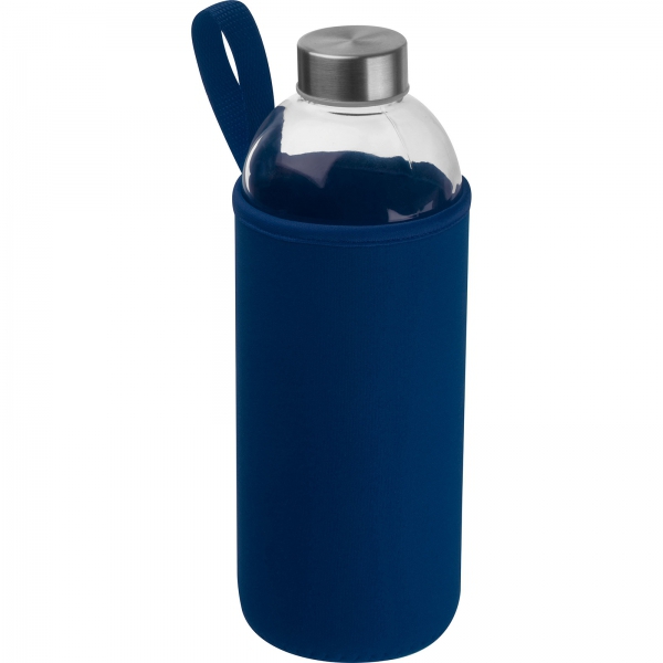 Butelka szklana z pokrowcem 1000 ml P086614K granatowy