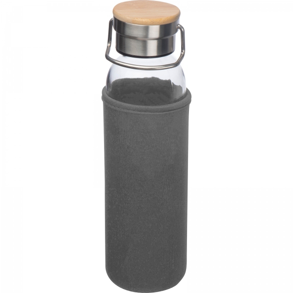 Butelka szklana z pokrowcem 600 ml P086996K szary