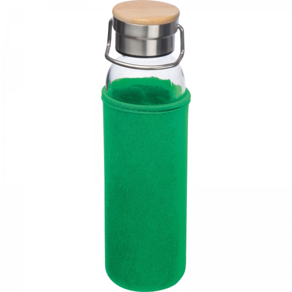 Butelka szklana z pokrowcem 600 ml P086996K zielony