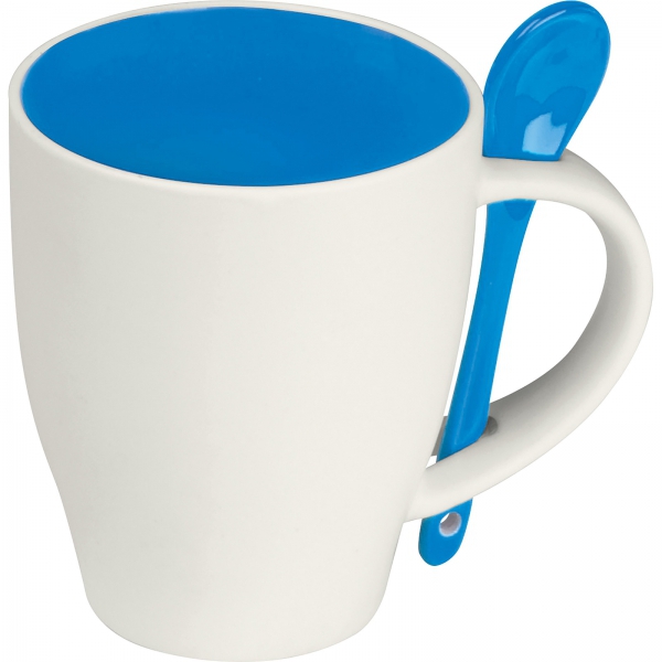 Kubek ceramiczny z łyżeczką 250 ml P085170K MC-85095-W