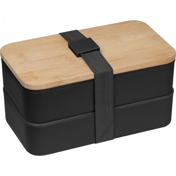 Lunch box ze sztućcami P086807K czarny