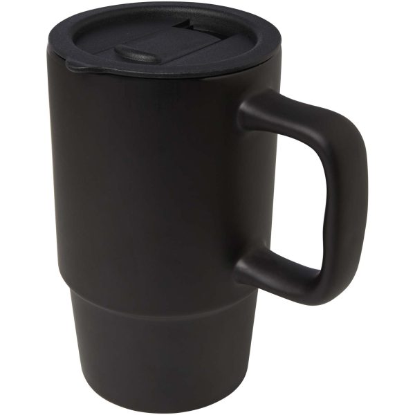 Carter kubek ceramiczny o pojemności 450 ml z plastikową pokrywką P123319C czarny