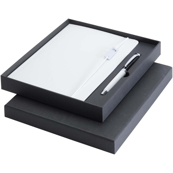 Legato Elegance zestaw notatnik A5 w twardej okładce z piórem kulkowym P123139C biały podstawowy / czarny