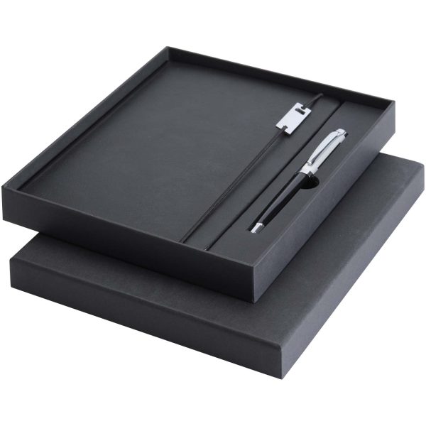 Legato Elegance zestaw notatnik A5 w twardej okładce z piórem kulkowym P123139C czarny podstawowy / biały