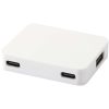 Gaia 4-portowy hub USB z wyjściem USB-A i typu C oraz podwójnym wejściem — wykonany z tworzyw sztucznych pochodzących z recyklingu P123328C biały