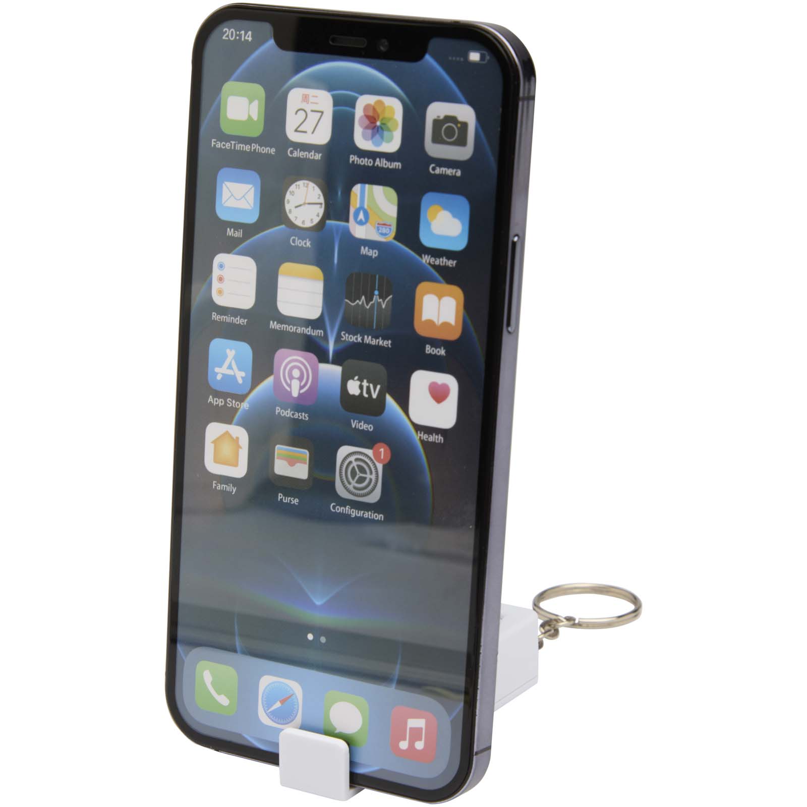 Aggia podstawka pod telefon z bambusa z zabawką sensoryczną z tworzyw sztucznych pochodzących z recyklingu P123347C PFC-124460-W