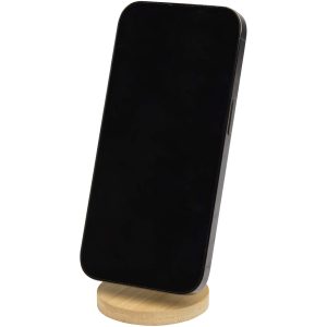 Alcor składana podstawka na telefon z mocowaniem magnetycznym, wykonana z tworzyw sztucznych pochodzących z recyklingu z elementami bambusowymi P123369C PFC-124463-W