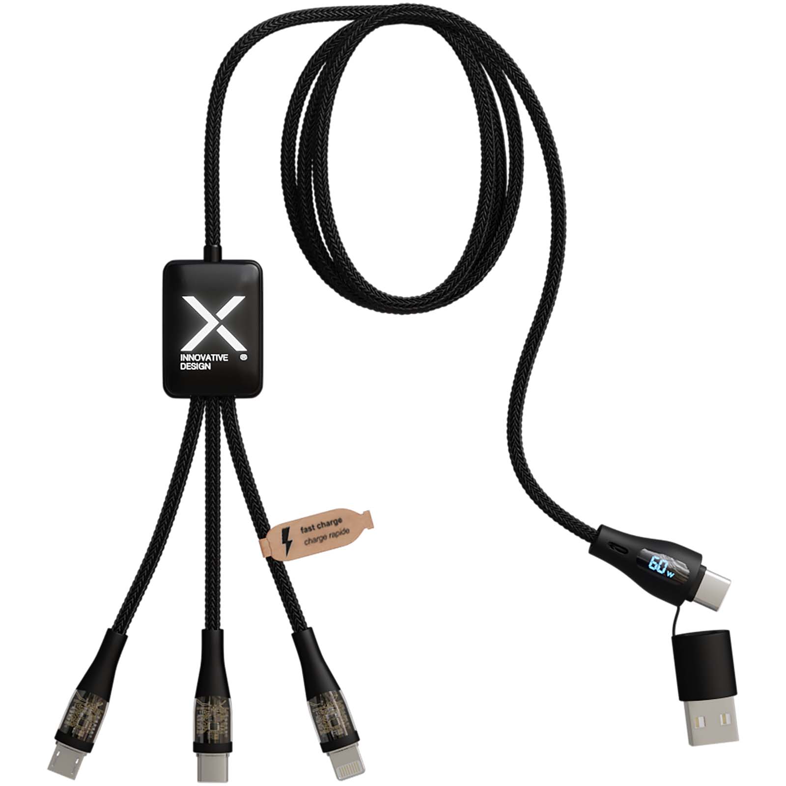 SCX.design C51 kabel do szybkiego ładowania 5 w 1 o mocy 60 W z tworzywa sztucznego rPET P130785C PFC-2PX19290