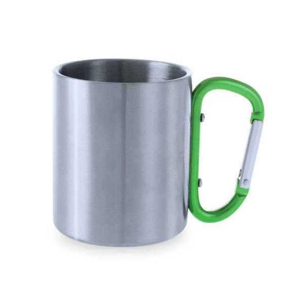Metalowy kubek 210 ml z karabińczykiem P132422X zielony