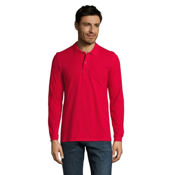 PERFECT MEN LSL POLO 180g P124226O czerwony
