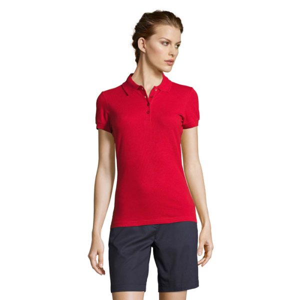 PEOPLE Damskie POLO 210g P127575O czerwony