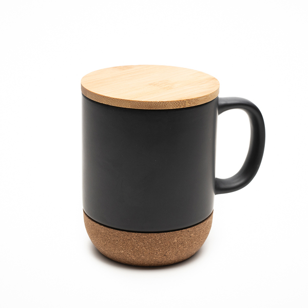 Kubek ceramiczny z bambusową przykrywką Giulia P001594R czarny