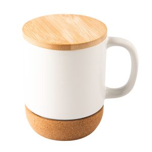 Kubek ceramiczny z bambusową przykrywką Giulia P001594R RO-R85309-W